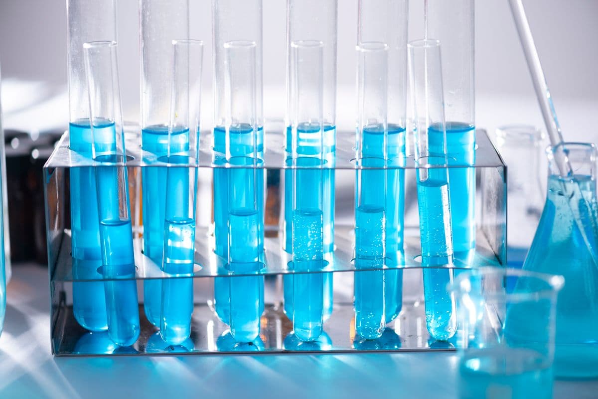 Pharmaceutical laboratory with test tubes and sterile equipment